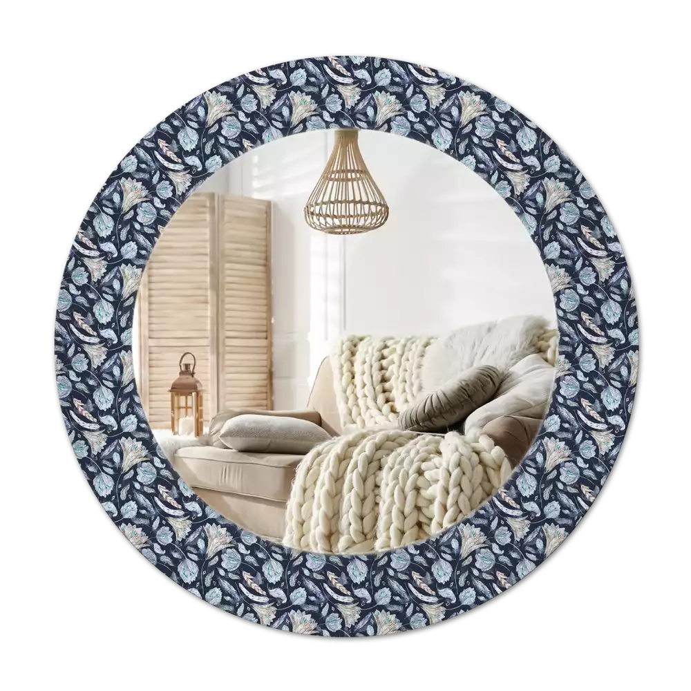 Ronde spiegel met bedrukte lijst Boho-patroon