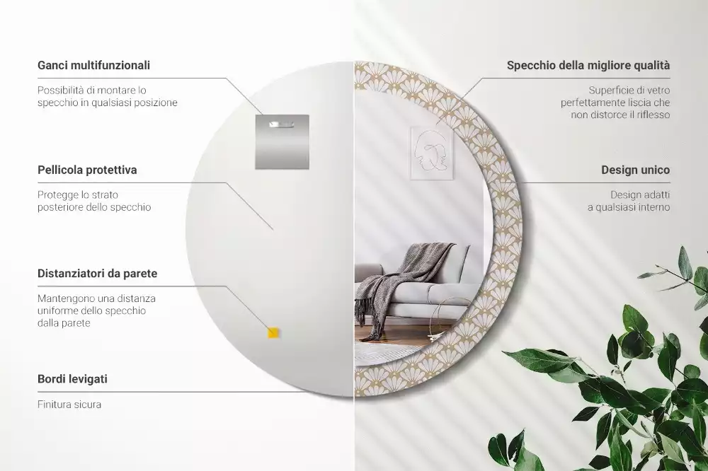 Bedrukte ronde spiegel Oosterse bloem