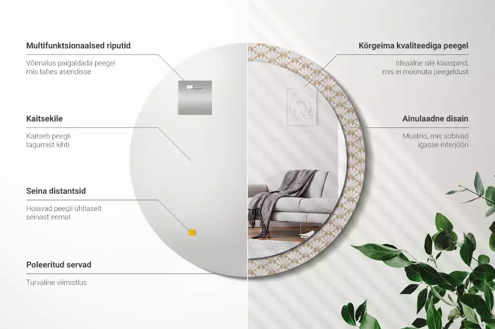 Bedrukte ronde spiegel Oosterse bloem
