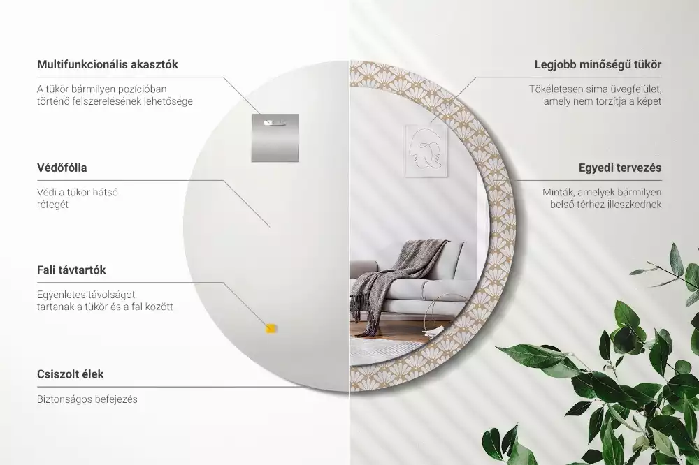 Bedrukte ronde spiegel Oosterse bloem