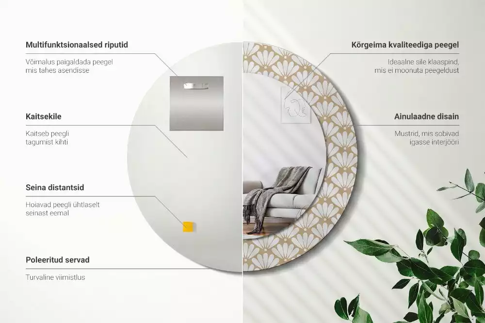 Bedrukte ronde spiegel Oosterse bloem