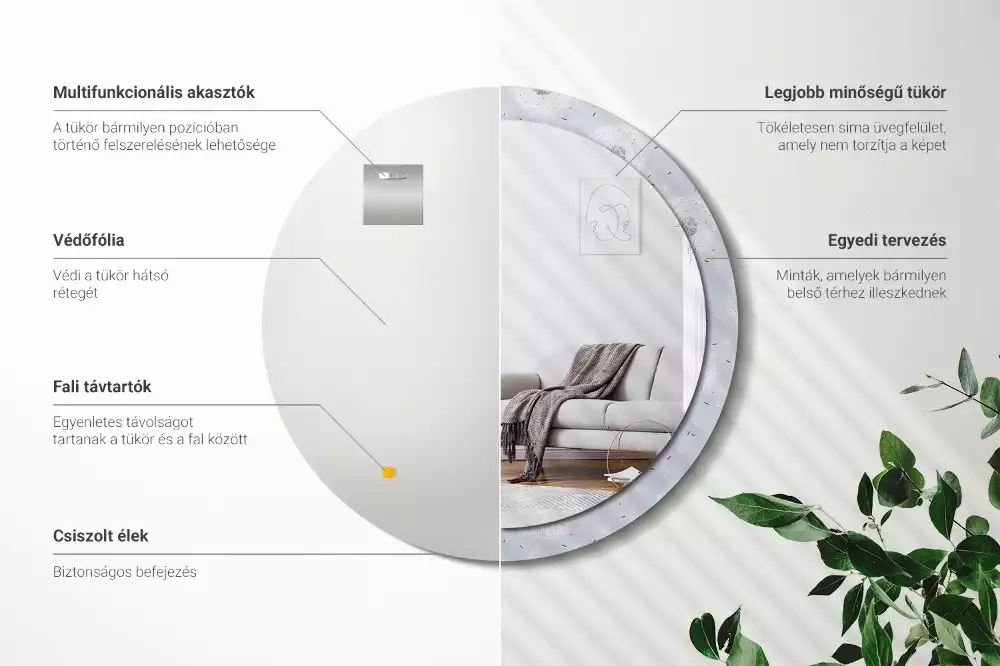 Ronde spiegel met bedrukte lijst Paardenbloemen