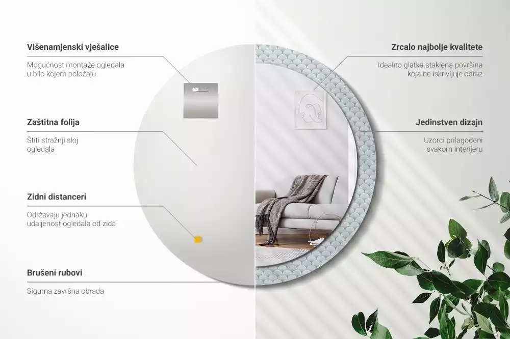 Bedrukte ronde spiegel Retro vintage patroon