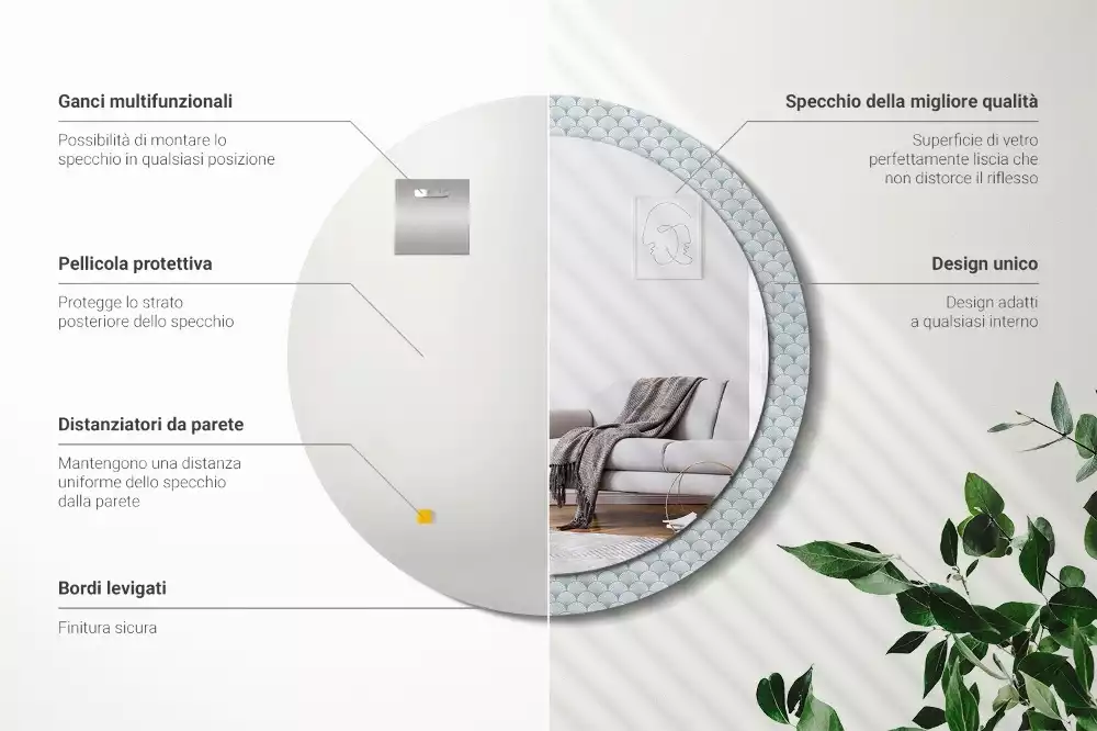 Bedrukte ronde spiegel Retro vintage patroon