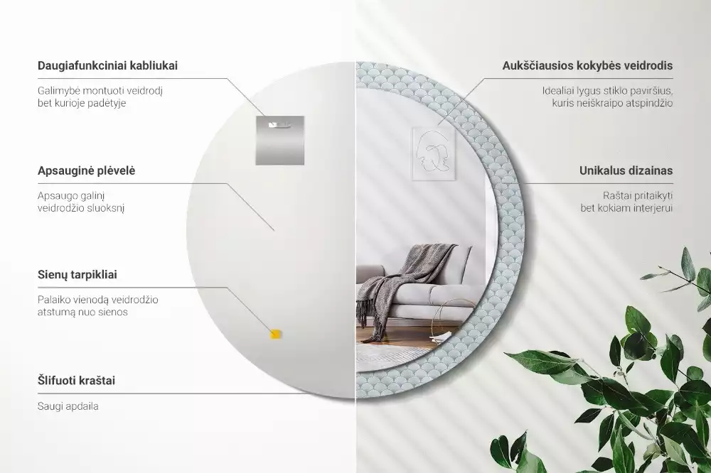 Bedrukte ronde spiegel Retro vintage patroon