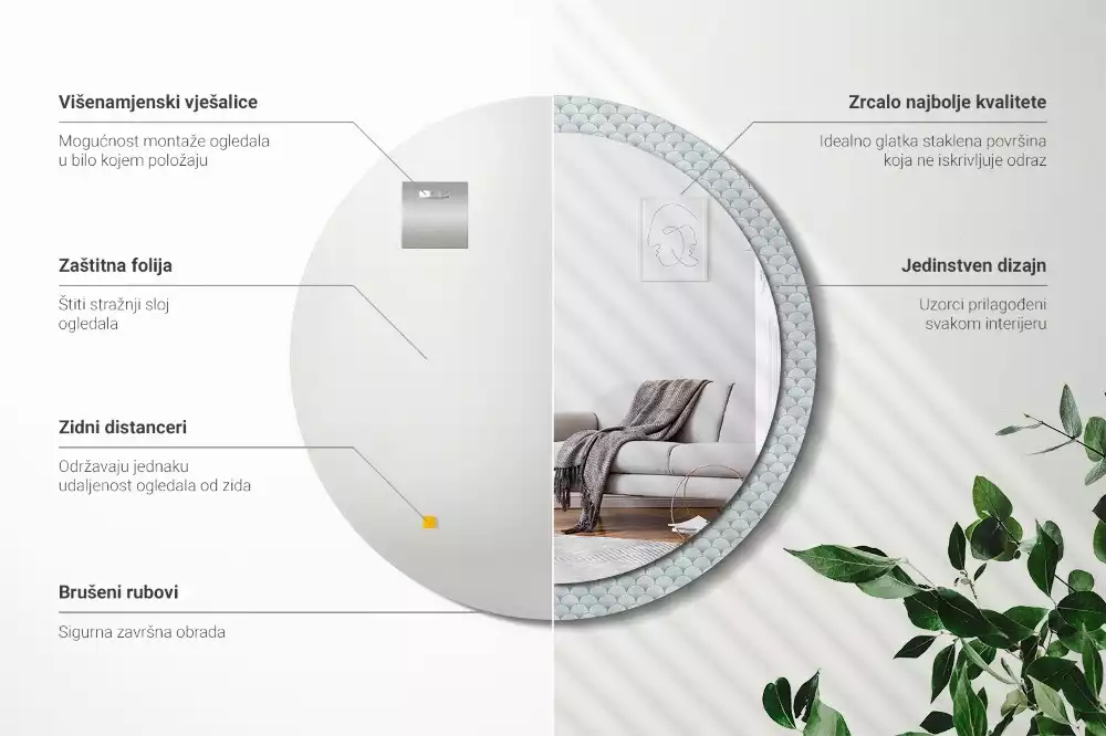 Bedrukte ronde spiegel Retro vintage patroon