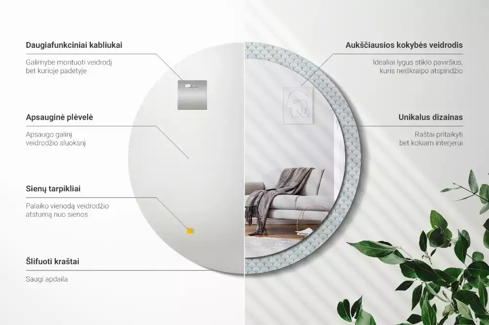 Bedrukte ronde spiegel Retro vintage patroon