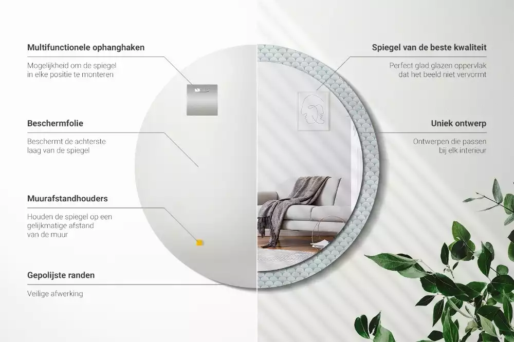 Bedrukte ronde spiegel Retro vintage patroon