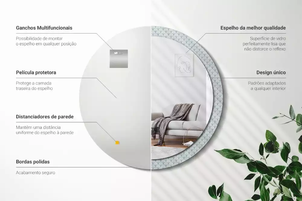 Bedrukte ronde spiegel Retro vintage patroon