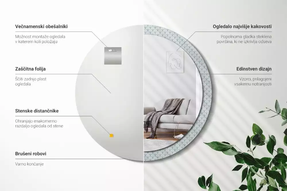 Bedrukte ronde spiegel Retro vintage patroon