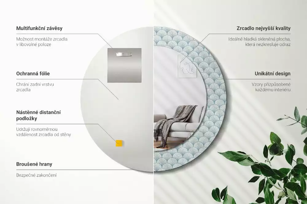 Bedrukte ronde spiegel Retro vintage patroon