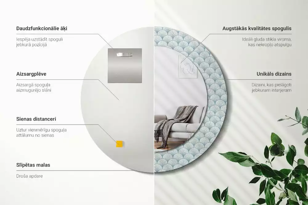 Bedrukte ronde spiegel Retro vintage patroon