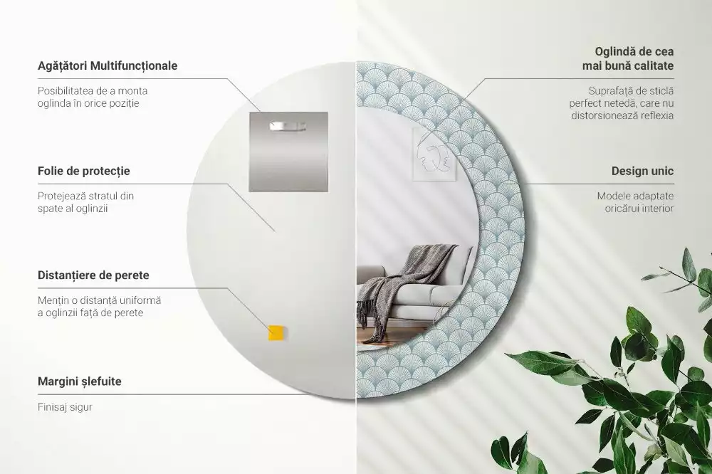 Bedrukte ronde spiegel Retro vintage patroon