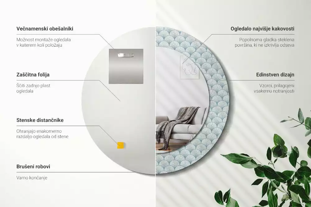 Bedrukte ronde spiegel Retro vintage patroon