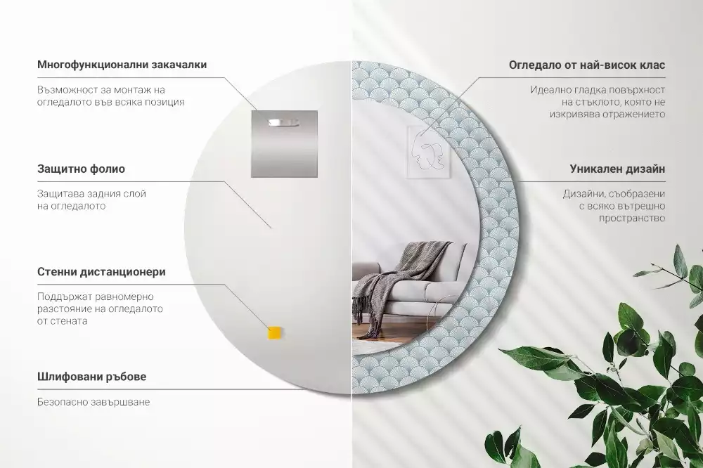 Bedrukte ronde spiegel Retro vintage patroon