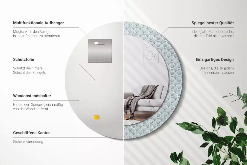 Bedrukte ronde spiegel Retro vintage patroon