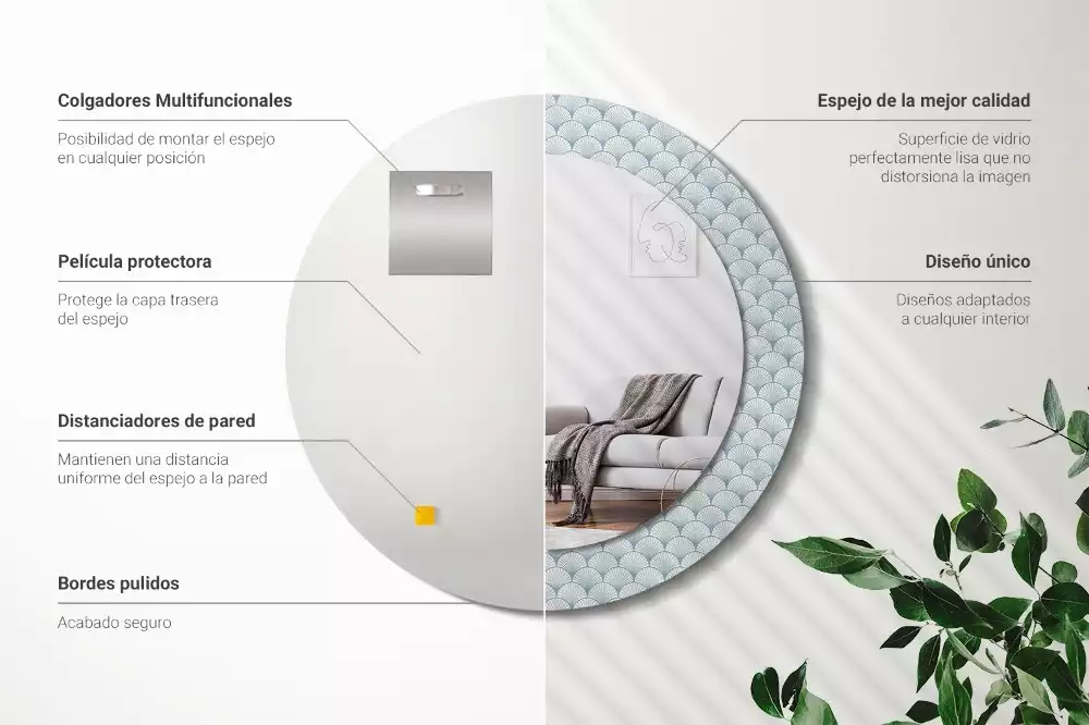 Bedrukte ronde spiegel Retro vintage patroon