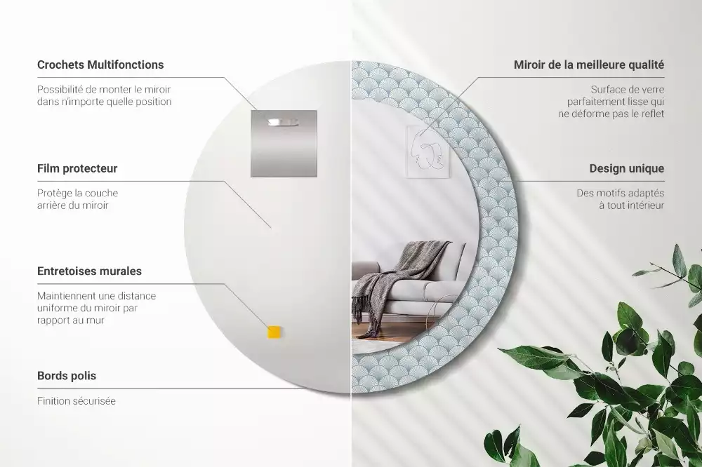 Bedrukte ronde spiegel Retro vintage patroon