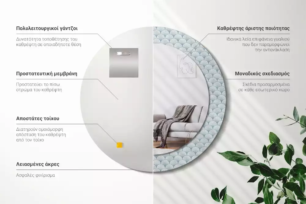 Bedrukte ronde spiegel Retro vintage patroon