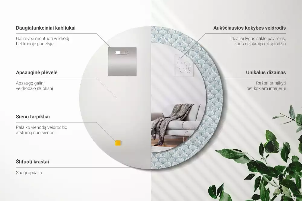 Bedrukte ronde spiegel Retro vintage patroon