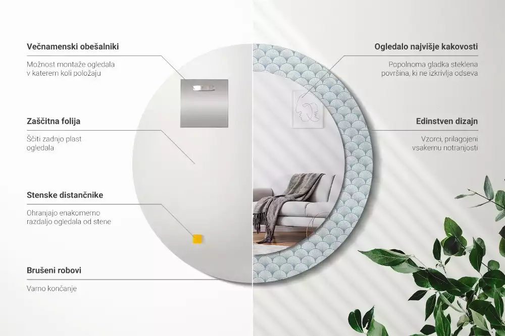 Bedrukte ronde spiegel Retro vintage patroon