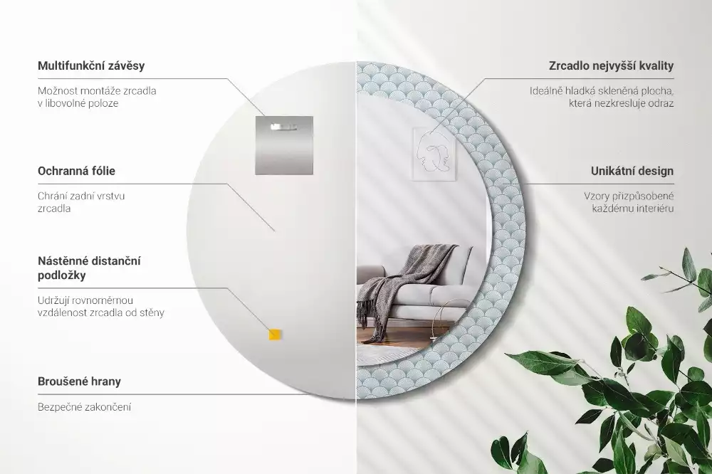 Bedrukte ronde spiegel Retro vintage patroon