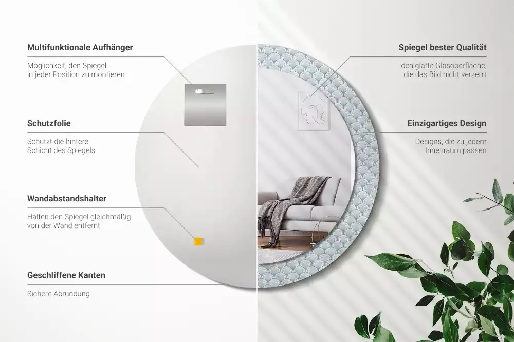 Bedrukte ronde spiegel Retro vintage patroon