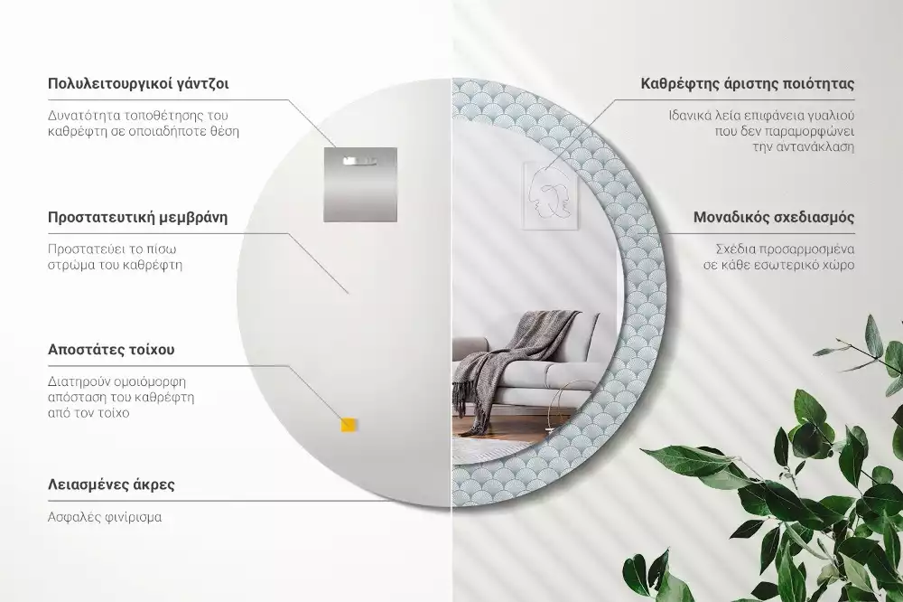 Bedrukte ronde spiegel Retro vintage patroon