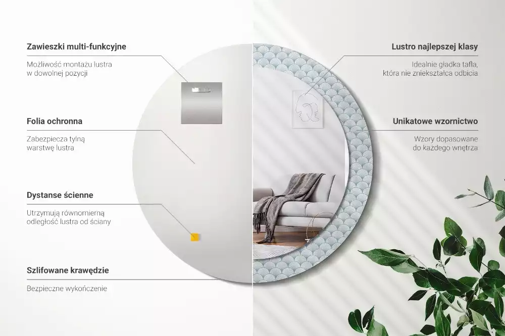 Bedrukte ronde spiegel Retro vintage patroon