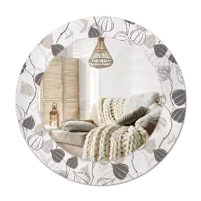 Ronde spiegel met bedrukte lijst Abstracte bloemen