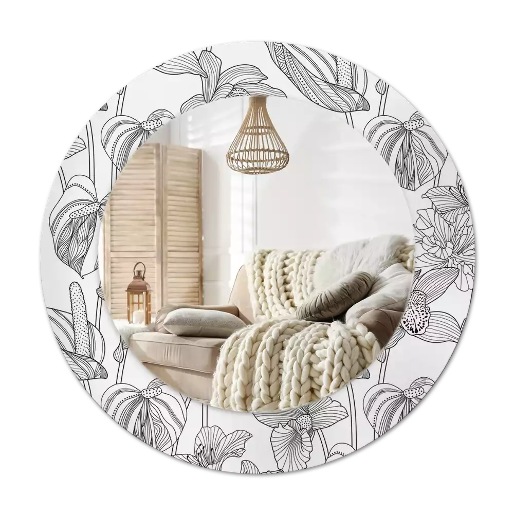 Ronde spiegel met decoratie Bloemenpatroon