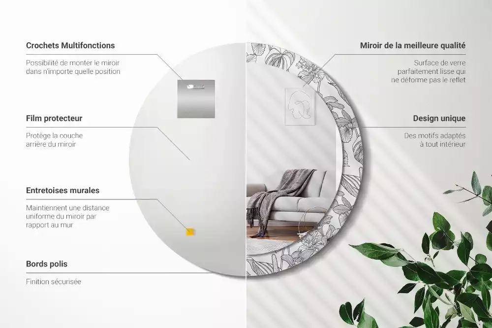 Ronde spiegel met decoratie Bloemenpatroon