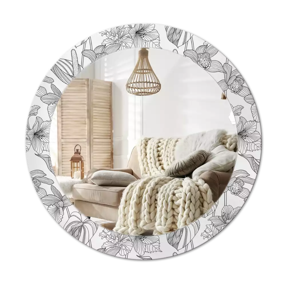 Ronde spiegel met decoratie Bloemenpatroon