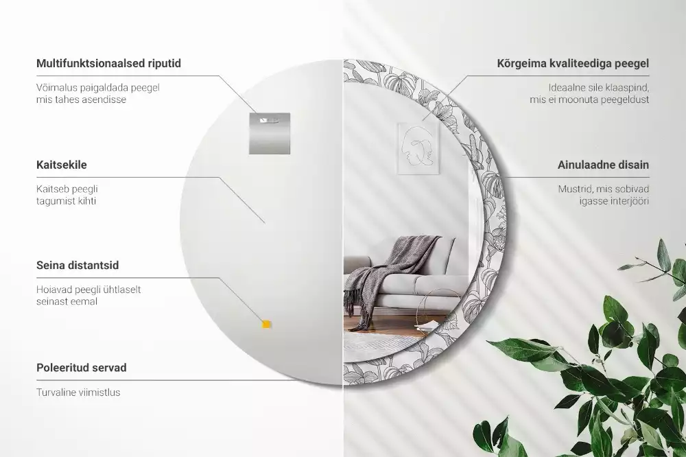 Ronde spiegel met decoratie Bloemenpatroon