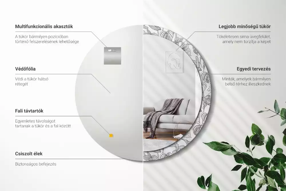 Ronde spiegel met decoratie Bloemenpatroon