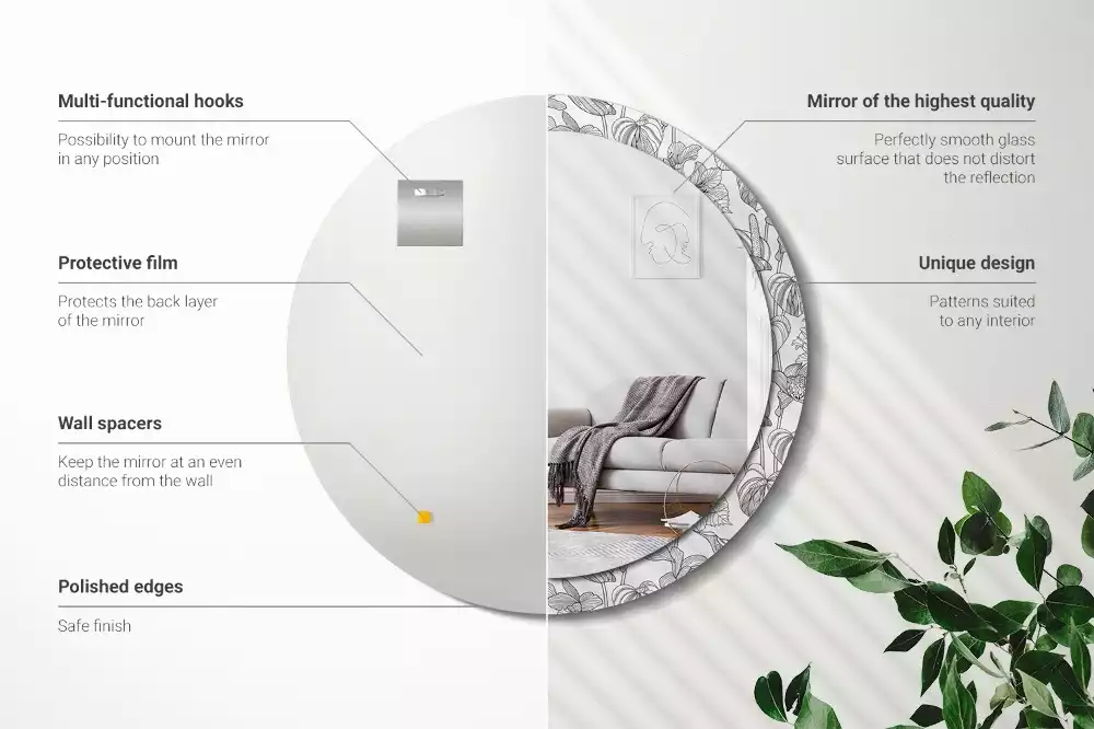 Ronde spiegel met decoratie Bloemenpatroon