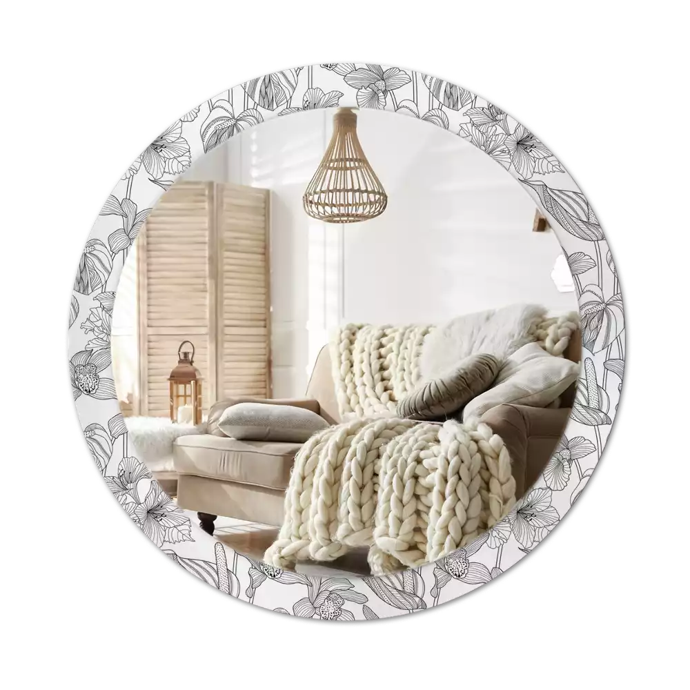 Ronde spiegel met decoratie Bloemenpatroon