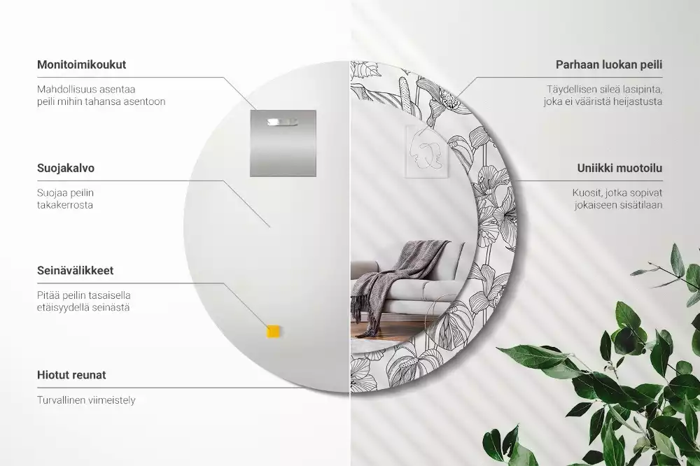 Ronde spiegel met decoratie Bloemenpatroon