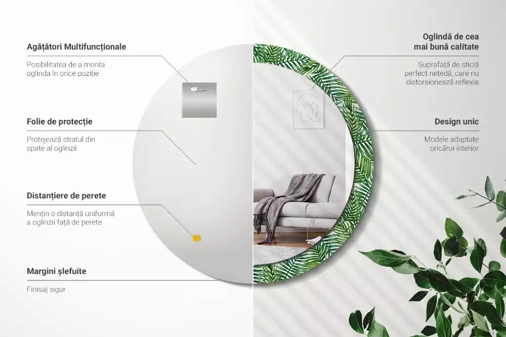 Bedrukte ronde spiegel Tropische palmboom