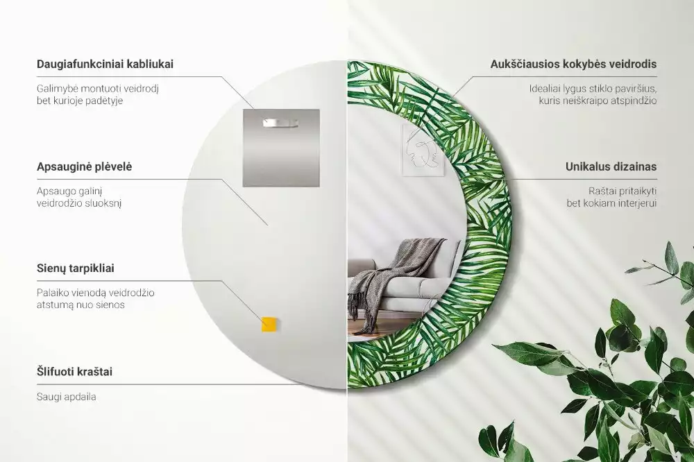 Bedrukte ronde spiegel Tropische palmboom