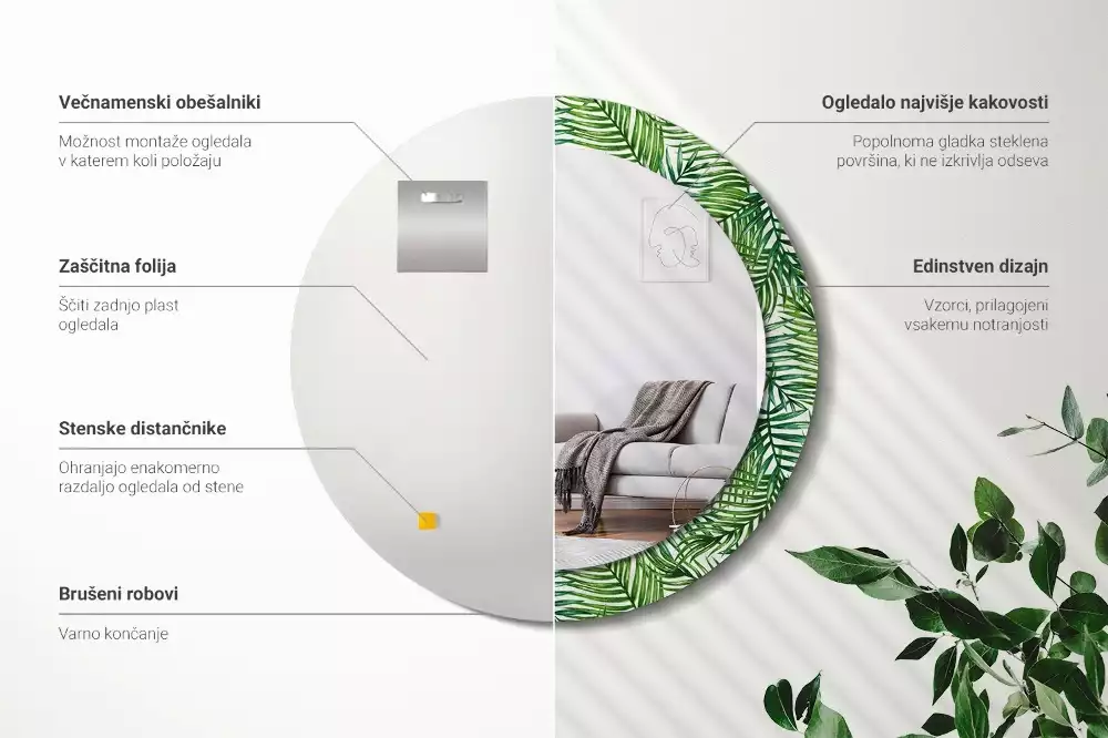 Bedrukte ronde spiegel Tropische palmboom