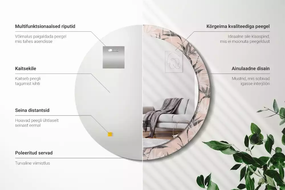 Bedrukte ronde spiegel Strelitzia