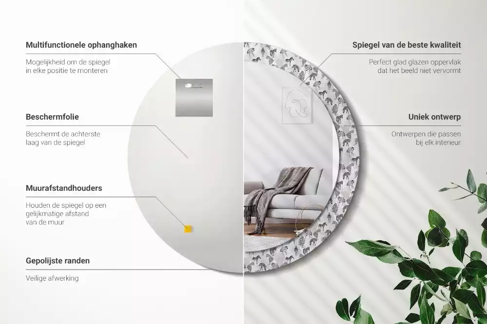 Bedrukte ronde spiegel Tropische tijger