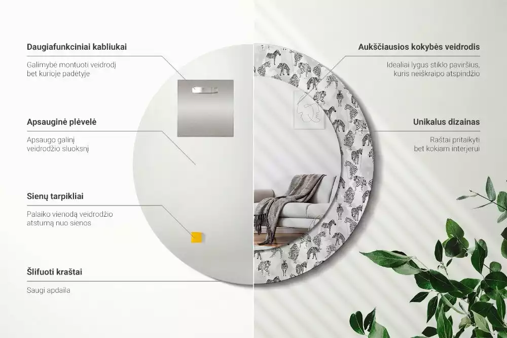 Bedrukte ronde spiegel Tropische tijger