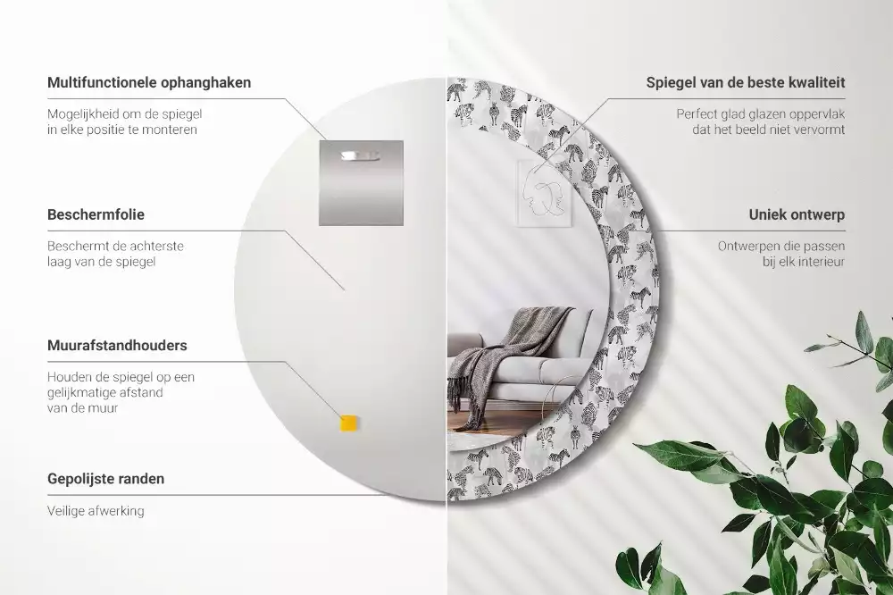 Bedrukte ronde spiegel Tropische tijger