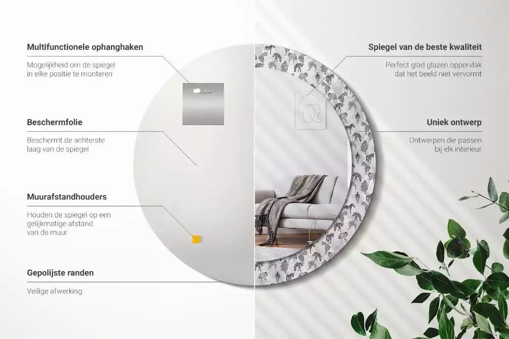 Bedrukte ronde spiegel Tropische tijger