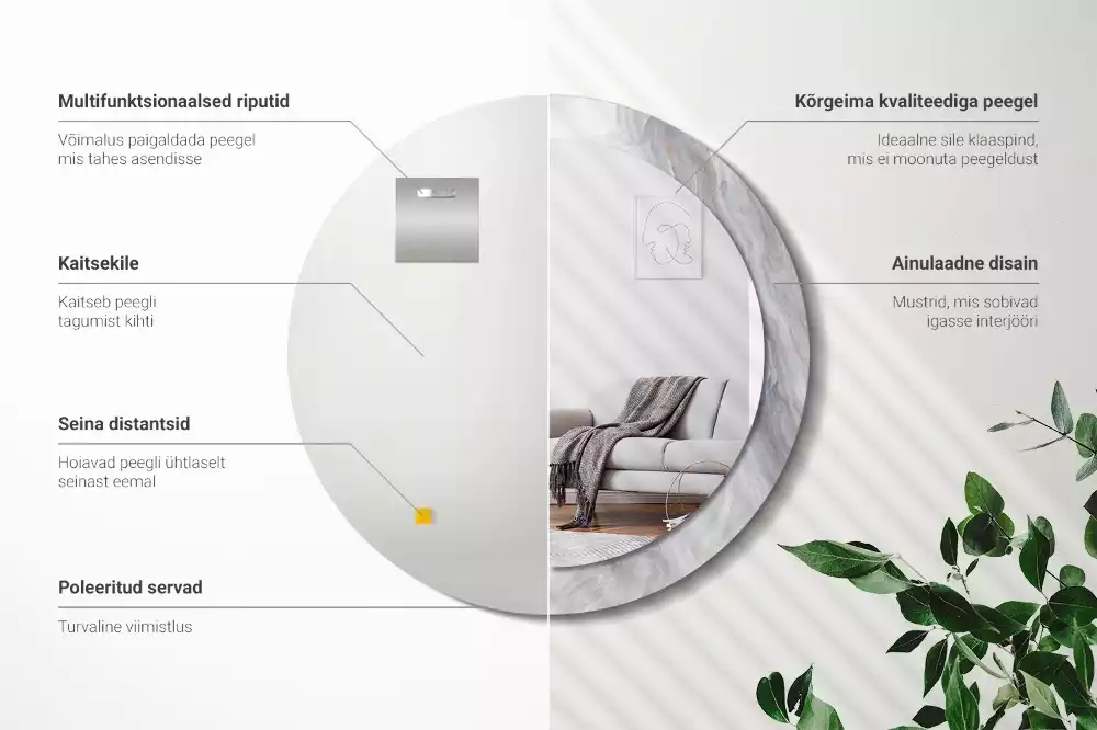 Ronde spiegel met decoratie Abstract marmer