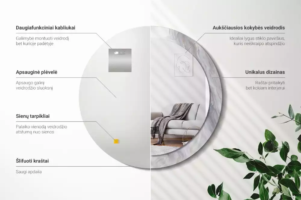 Ronde spiegel met decoratie Abstract marmer