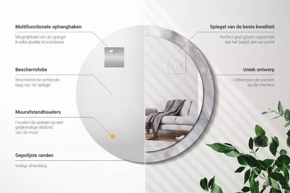 Ronde spiegel met decoratie Abstract marmer