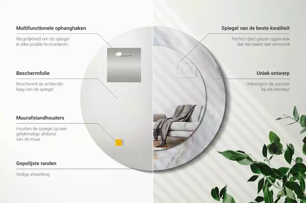 Ronde spiegel met decoratie Abstract marmer